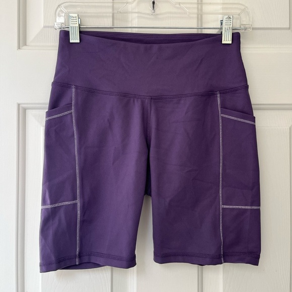 Jessica Simpson Active Purple High Waist Pocket Biker Shorts S - Picture 2 of 11